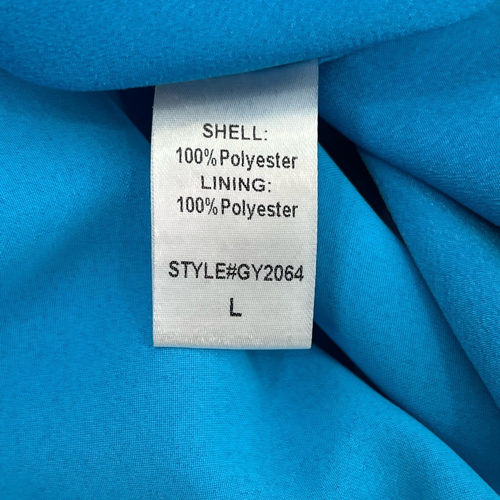 DO+BE Bright Blue One-Shoulder Draped Wrap Mini Cocktail Dress L Large - Picture 9 of 13